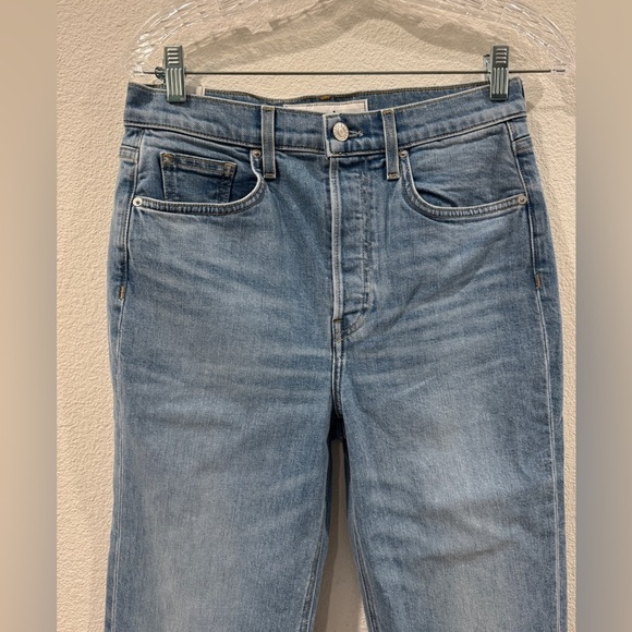 Frank & Eileen Monaghan Button Fly High Rise Raw Hem Straight Leg Mom Jeans 28 - Picture 5 of 14